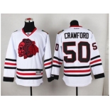 NHL Chicago Blackhawks #50 Corey Crawford White(Red Skull) Stitched Jerseys