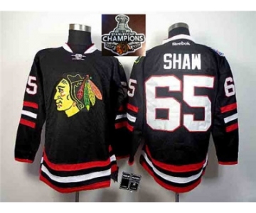 NHL Chicago Blackhawks #65 Andrew Shaw Black 2014 Stadium Series 2015 Stanley Cup Champions jerseys