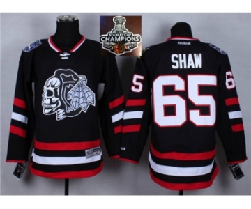 NHL Chicago Blackhawks #65 Andrew Shaw Black(White Skull) 2014 Stadium Series 2015 Stanley Cup Champions jerseys