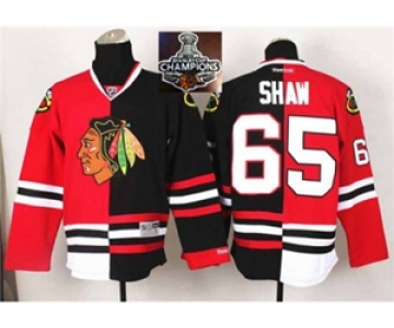 NHL Chicago Blackhawks #65 Andrew Shaw Red Black Split 2015 Stanley Cup Champions jerseys