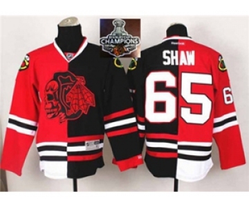 NHL Chicago Blackhawks #65 Andrew Shaw Red Black Split Skull Logo Fashion 2015 Stanley Cup Champions jerseys