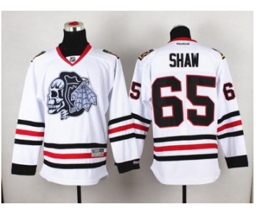 NHL Chicago Blackhawks #65 Andrew Shaw White(White Skull) Stitched Jerseys