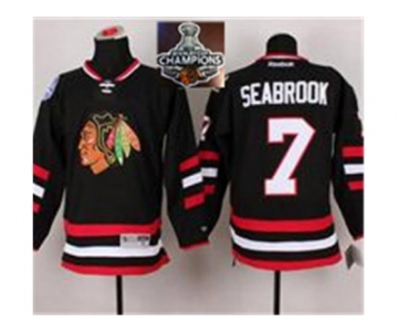 NHL Chicago Blackhawks #7 Brent Seabrook Black 2014 Stadium Series 2015 Stanley Cup Champions jerseys