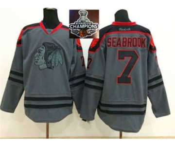 NHL Chicago Blackhawks #7 Brent Seabrook Charcoal Cross Check Fashion 2015 Stanley Cup Champions jerseys