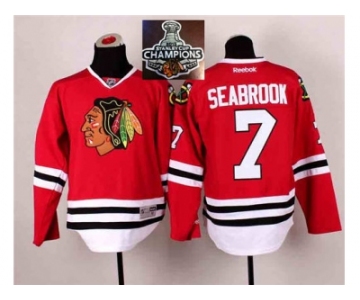 NHL Chicago Blackhawks #7 Brent Seabrook Red 2014 Stadium Series 2015 Stanley Cup Champions jerseys