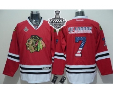 NHL Chicago Blackhawks #7 Brent Seabrook Red USA Flag Fashion 2015 Stanley Cup Stitched Jerseys