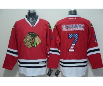 NHL Chicago Blackhawks #7 Brent Seabrook Red USA Flag Fashion Stitched Jerseys