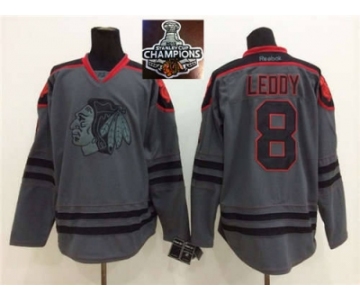 NHL Chicago Blackhawks #8 Nick Leddy Charcoal Cross Check Fashion 2015 Stanley Cup Champions jerseys