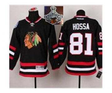 NHL Chicago Blackhawks #81 Marian Hossa Black 2014 Stadium Series 2015 Stanley Cup Champions jerseys