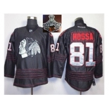 NHL Chicago Blackhawks #81 Marian Hossa Black Ice Silver Number 2015 Stanley Cup Champions jerseys