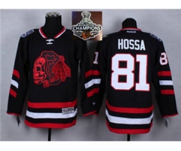 NHL Chicago Blackhawks #81 Marian Hossa Black(Red Skull) 2014 Stadium Series 2015 Stanley Cup Champions jerseys