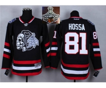 NHL Chicago Blackhawks #81 Marian Hossa Black(White Skull) 2014 Stadium Series 2015 Stanley Cup Champions jerseys