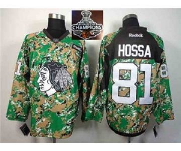 NHL Chicago Blackhawks #81 Marian Hossa Camo Veterans Day Practice 2015 Stanley Cup Champions jerseys