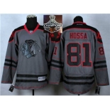 NHL Chicago Blackhawks #81 Marian Hossa Charcoal Cross Check Fashion 2015 Stanley Cup Champions jerseys