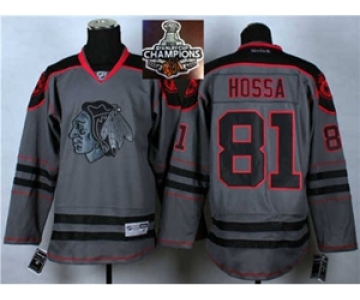 NHL Chicago Blackhawks #81 Marian Hossa Charcoal Cross Check Fashion 2015 Stanley Cup Champions jerseys