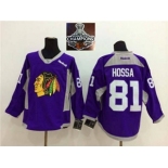 NHL Chicago Blackhawks #81 Marian Hossa Purple Practice 2015 Stanley Cup Champions jerseys