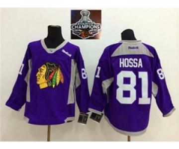 NHL Chicago Blackhawks #81 Marian Hossa Purple Practice 2015 Stanley Cup Champions jerseys