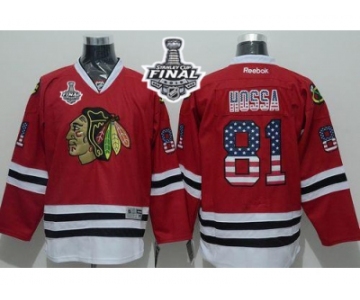 NHL Chicago Blackhawks #81 Marian Hossa Red USA Flag Fashion 2015 Stanley Cup Stitched Jerseys