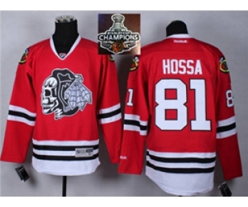 NHL Chicago Blackhawks #81 Marian Hossa Red(White Skull) 2014 Stadium Series 2015 Stanley Cup Champions jerseys