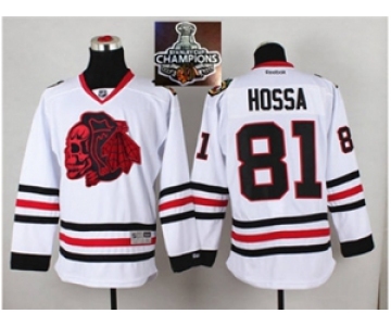 NHL Chicago Blackhawks #81 Marian Hossa White(Red Skull) 2014 Stadium Series 2015 Stanley Cup Champions jerseys