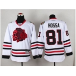 NHL Chicago Blackhawks #81 Marian Hossa White(Red Skull) Stitched Jerseys