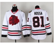 NHL Chicago Blackhawks #81 Marian Hossa White(Red Skull) Stitched Jerseys