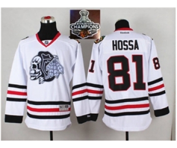 NHL Chicago Blackhawks #81 Marian Hossa White(White Skull) 2014 Stadium Series 2015 Stanley Cup Champions jerseys