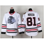 NHL Chicago Blackhawks #81 Marian Hossa White(White Skull) Stitched Jerseys