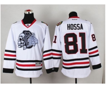 NHL Chicago Blackhawks #81 Marian Hossa White(White Skull) Stitched Jerseys