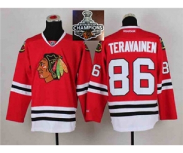 NHL Chicago Blackhawks #86 Teuvo Teravainen Red 2014 Stadium Series 2015 Stanley Cup Champions jerseys