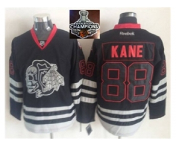 NHL Chicago Blackhawks #88 Patrick Kane Black Ice Jersey Skull Logo Fashion 2015 Stanley Cup Champions jerseys