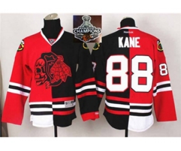 NHL Chicago Blackhawks #88 Patrick Kane Red Black Split Red Shull 2015 Stanley Cup Champions jerseys