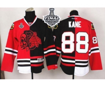 NHL Chicago Blackhawks #88 Patrick Kane Red-Black Split Red Skull 2015 Stanley Cup Stitched Jerseys