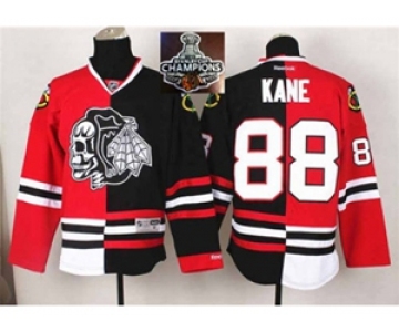 NHL Chicago Blackhawks #88 Patrick Kane Red Black Split White Shull 2015 Stanley Cup Champions jerseys