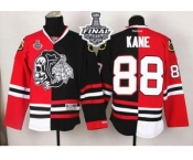 NHL Chicago Blackhawks #88 Patrick Kane Red-Black Split White Skull 2015 Stanley Cup Stitched Jerseys