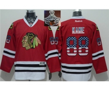 NHL Chicago Blackhawks #88 Patrick Kane Red USA Flag Fashion 2015 Stanley Cup Champions jerseys