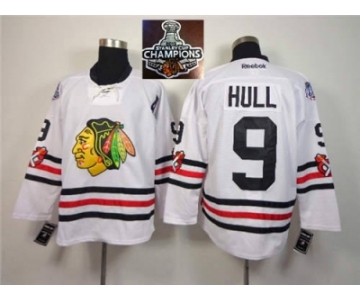 NHL Chicago Blackhawks #9 Bobby Hull 2015 Winter Classic White 2015 Stanley Cup Champions jerseys