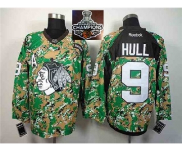 NHL Chicago Blackhawks #9 Bobby Hull Camo Veterans Day Practice 2015 Stanley Cup Champions jerseys