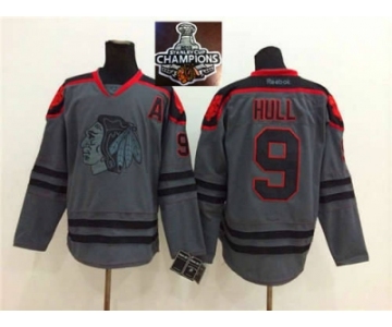 NHL Chicago Blackhawks #9 Bobby Hull Charcoal Cross Check Fashion 2015 Stanley Cup Champions jerseys