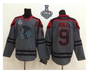 NHL Chicago Blackhawks #9 Bobby Hull Charcoal Cross Check Fashion 2015 Stanley Cup Stitched Jerseys