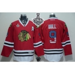 NHL Chicago Blackhawks #9 Bobby Hull Red USA Flag Fashion 2015 Stanley Cup Stitched Jerseys