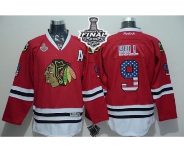 NHL Chicago Blackhawks #9 Bobby Hull Red USA Flag Fashion 2015 Stanley Cup Stitched Jerseys