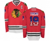 Reebok Chicago Blackhawks #19 Jonathan Toews Premier Red USA Flag Fashion NHL Jersey