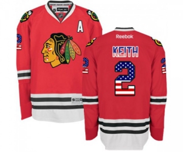 Reebok Chicago Blackhawks #2 Duncan Keith Authentic Red USA Flag Fashion NHL Jersey