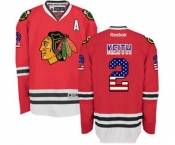 Reebok Chicago Blackhawks #2 Duncan Keith Premier Red USA Flag Fashion NHL Jersey