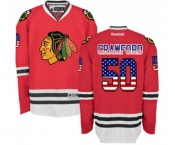 Reebok Chicago Blackhawks #50 Corey Crawford Authentic Red USA Flag Fashion NHL Jersey