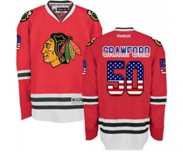 Reebok Chicago Blackhawks #50 Corey Crawford Authentic Red USA Flag Fashion NHL Jersey