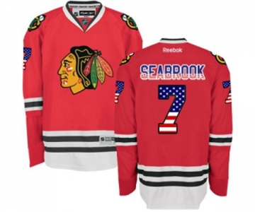 Reebok Chicago Blackhawks #7 Brent Seabrook Authentic Red USA Flag Fashion NHL Jersey