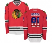 Reebok Chicago Blackhawks #81 Marian Hossa Authentic Red USA Flag Fashion NHL Jersey