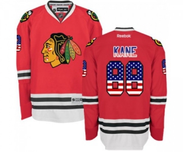 Reebok Chicago Blackhawks #88 Patrick Kane Authentic Red USA Flag Fashion NHL Jersey